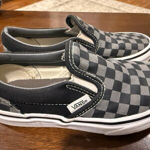 Vans Kids Black and Gray Checkered Slip-On Sneakers